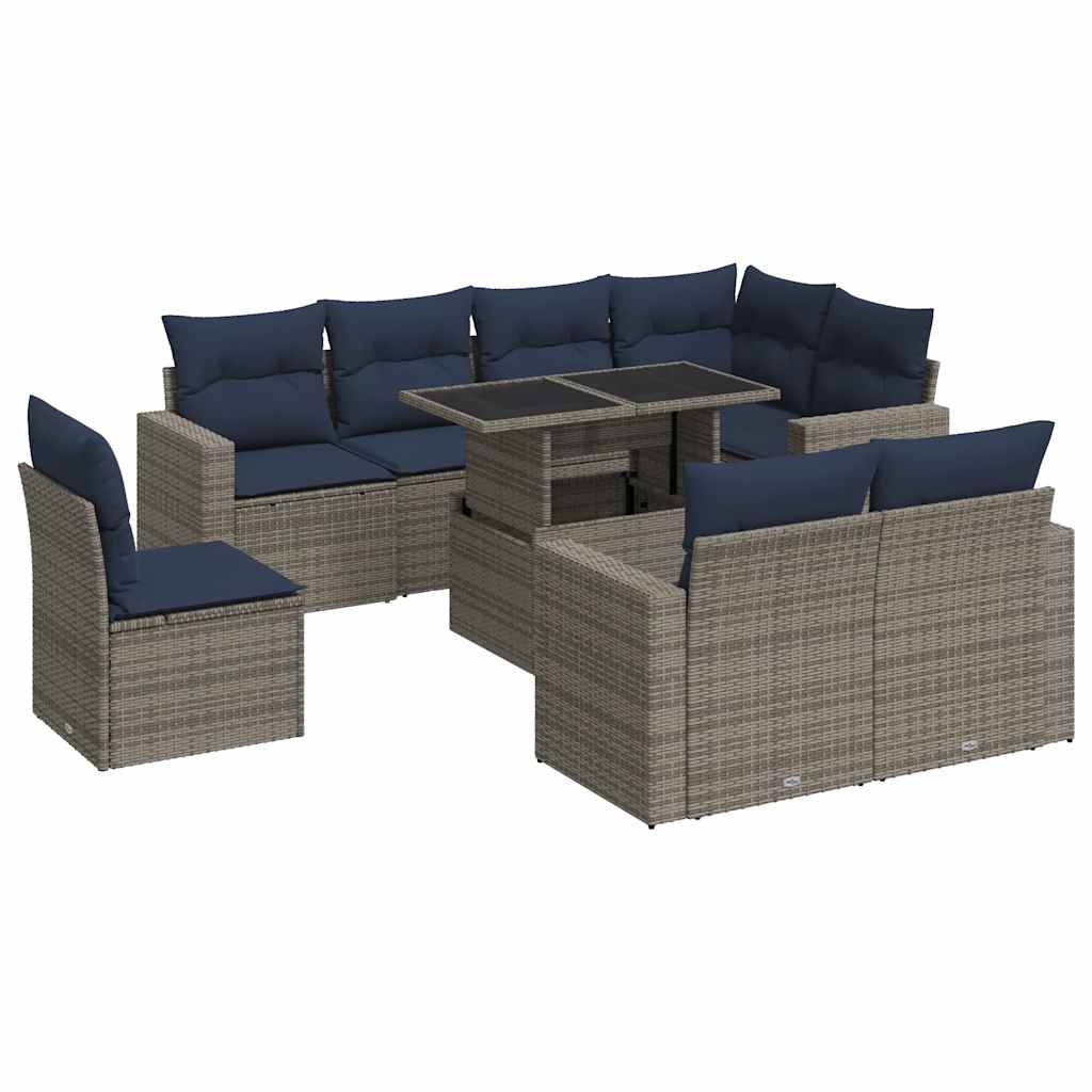 Sofasæt til Haven 9 Dele med Hynder Polyrattan Akacietræ - billede 2