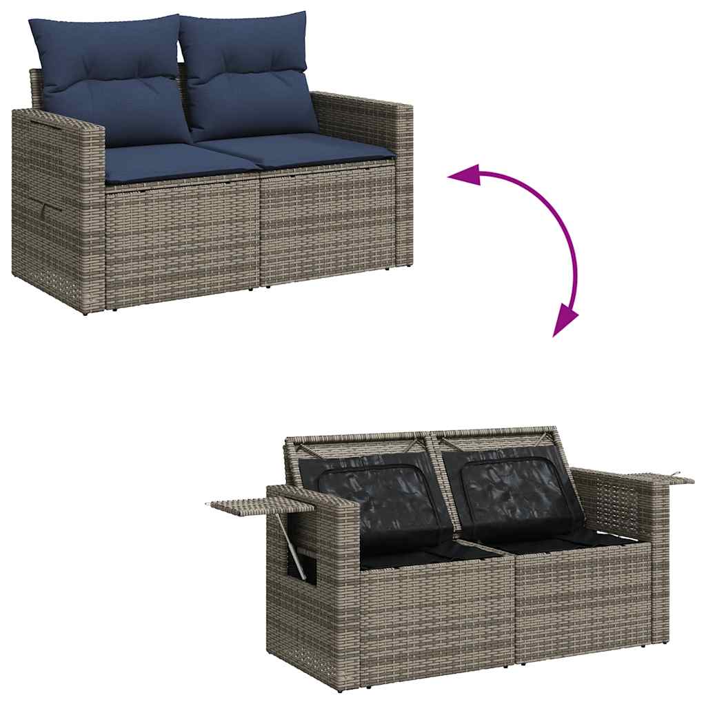 Sofasæt til Haven 7 Dele med Hynder Polyrattan Akacietræ Sort - billede 9