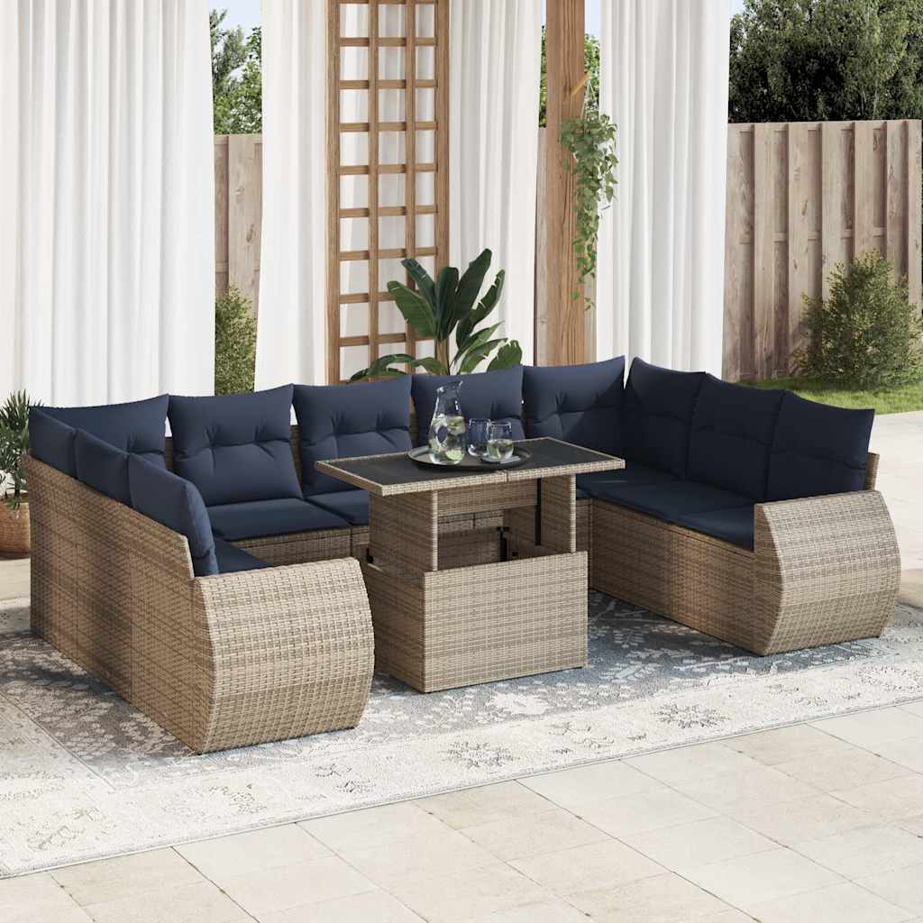 Sofasæt til Haven 10 Dele med Hynder Polyrattan Akacietræ - hovedbillede