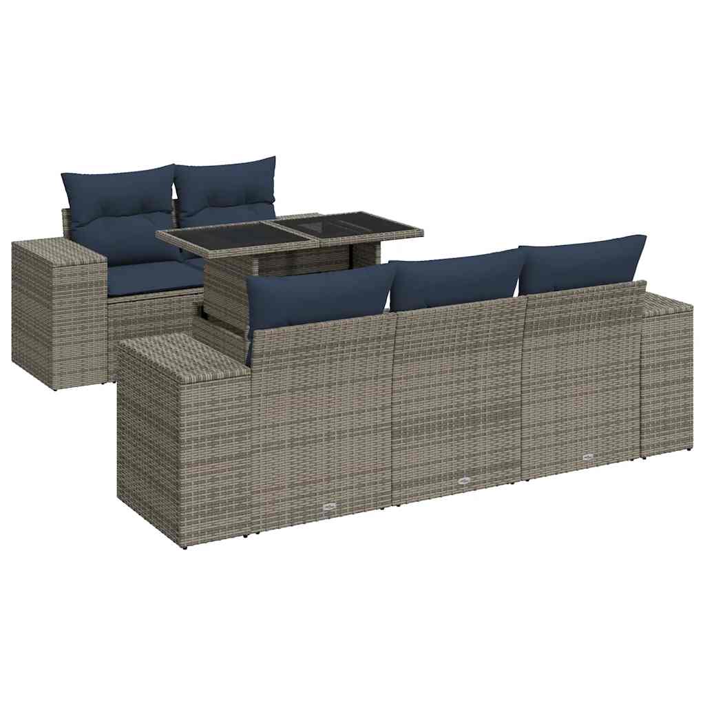 Sofasæt til Haven 6 Dele med Hynder Polyrattan Akacietræ - billede 2