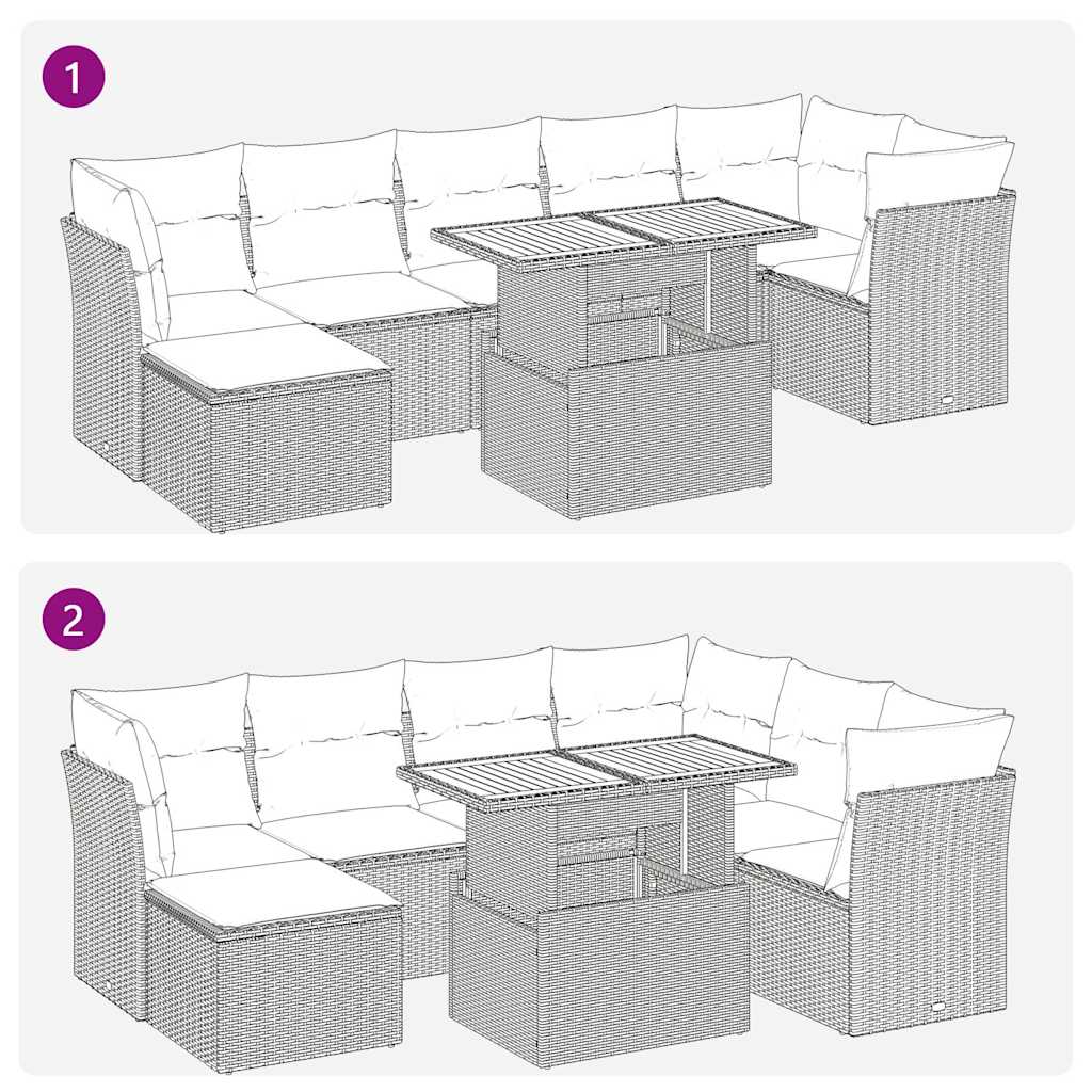 Sofasæt til Haven 8 Dele med Hynder Polyrattan Grå - billede 10