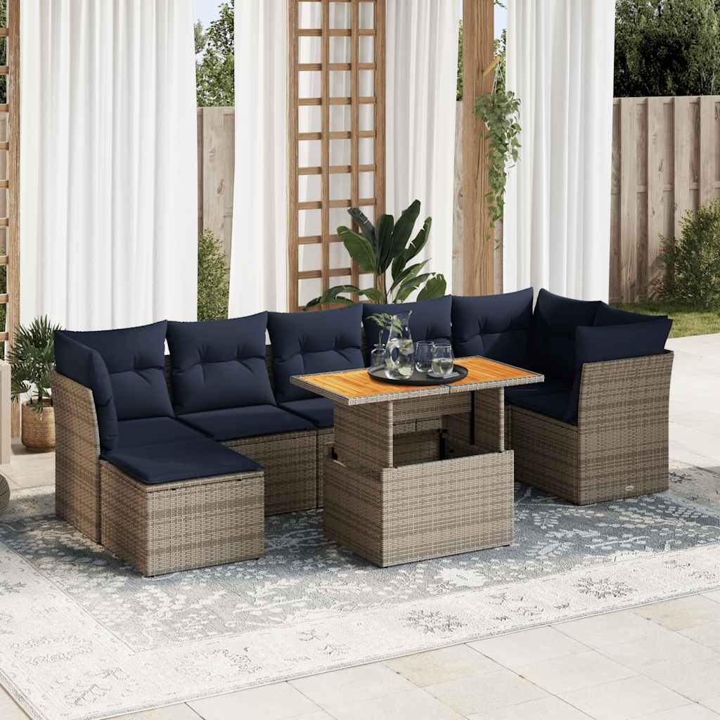 Sofasæt til Haven 8 Dele med Hynder Polyrattan Grå - hovedbillede