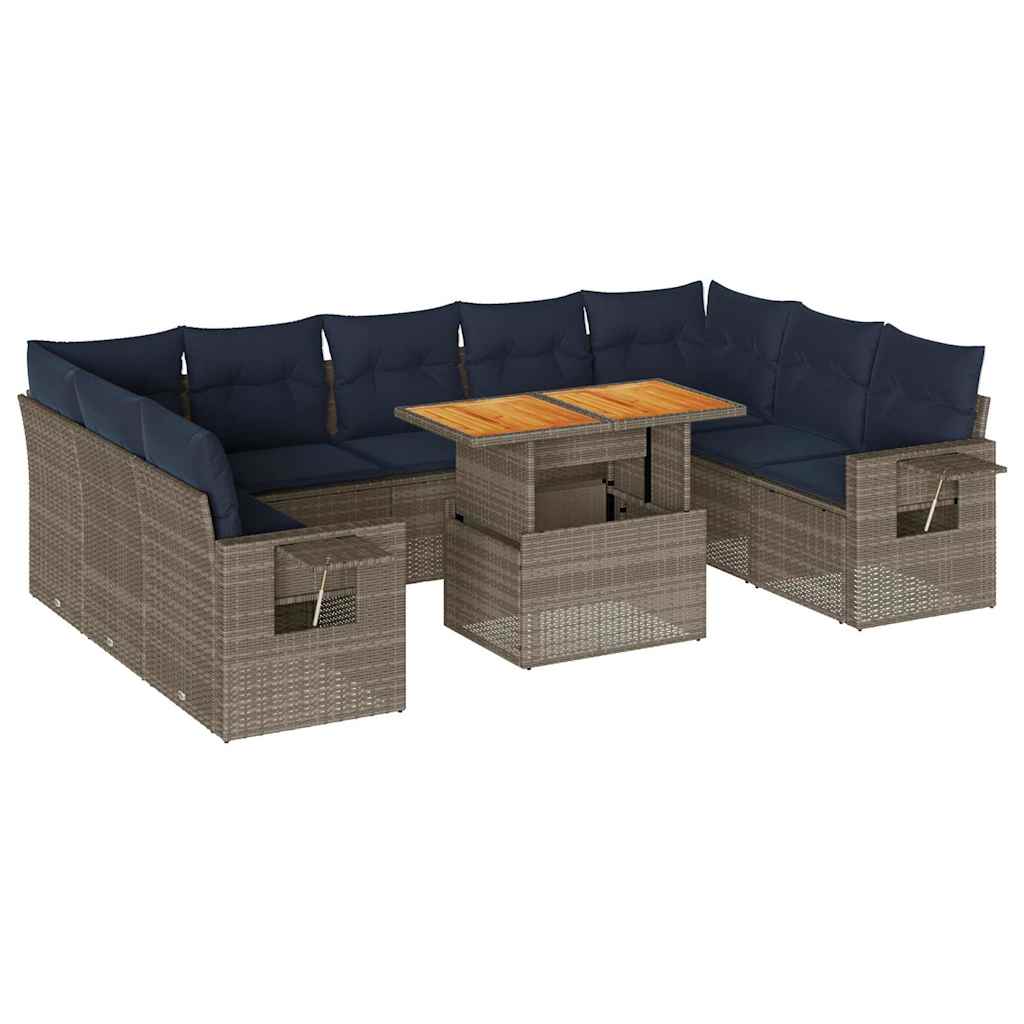 Sofasæt til Haven 10 Dele med Hynder Polyrattan Grå - billede 2