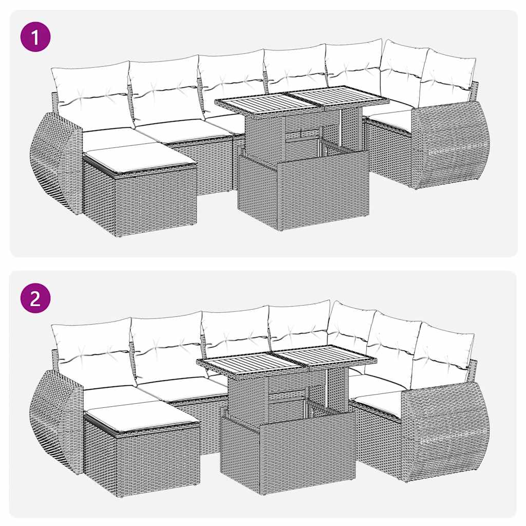 Sofasæt til Haven 8 Dele med Hynder Polyrattan Grå - billede 12