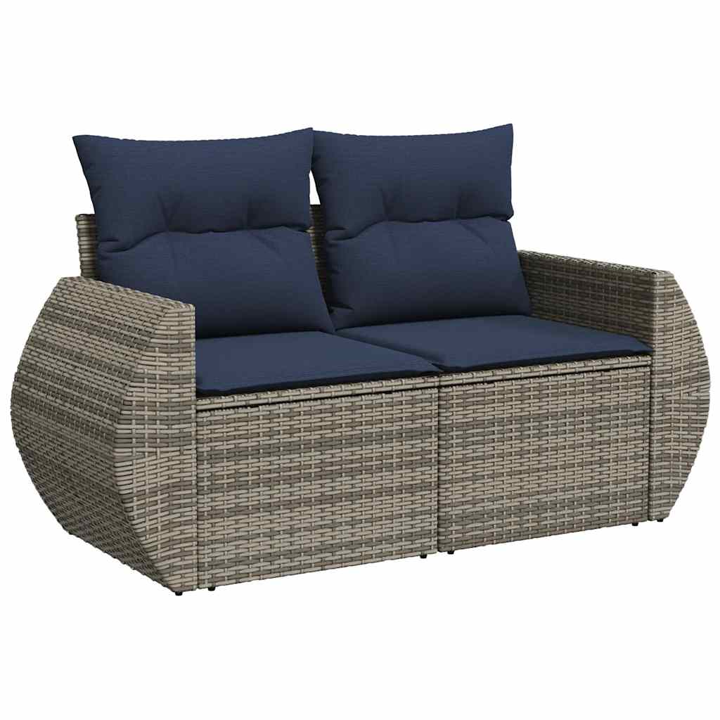 Loungesæt til Haven 11 Dele med Hynder Polyrattan Grå - billede 5