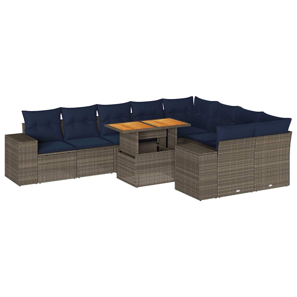 Sofasæt til Haven 10 Dele med Hynder Polyrattan Grå - billede 2