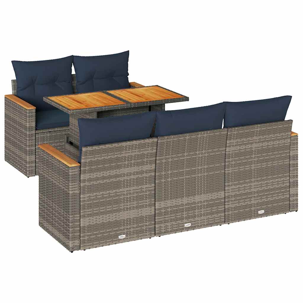 Sofasæt til Haven 6 Dele med Hynder Polyrattan Grå - billede 2
