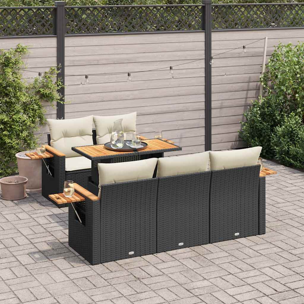 Sofasæt Til Haven 6 Dele Med Hynder Polyrattan Akacietræ - Variant 3327549
