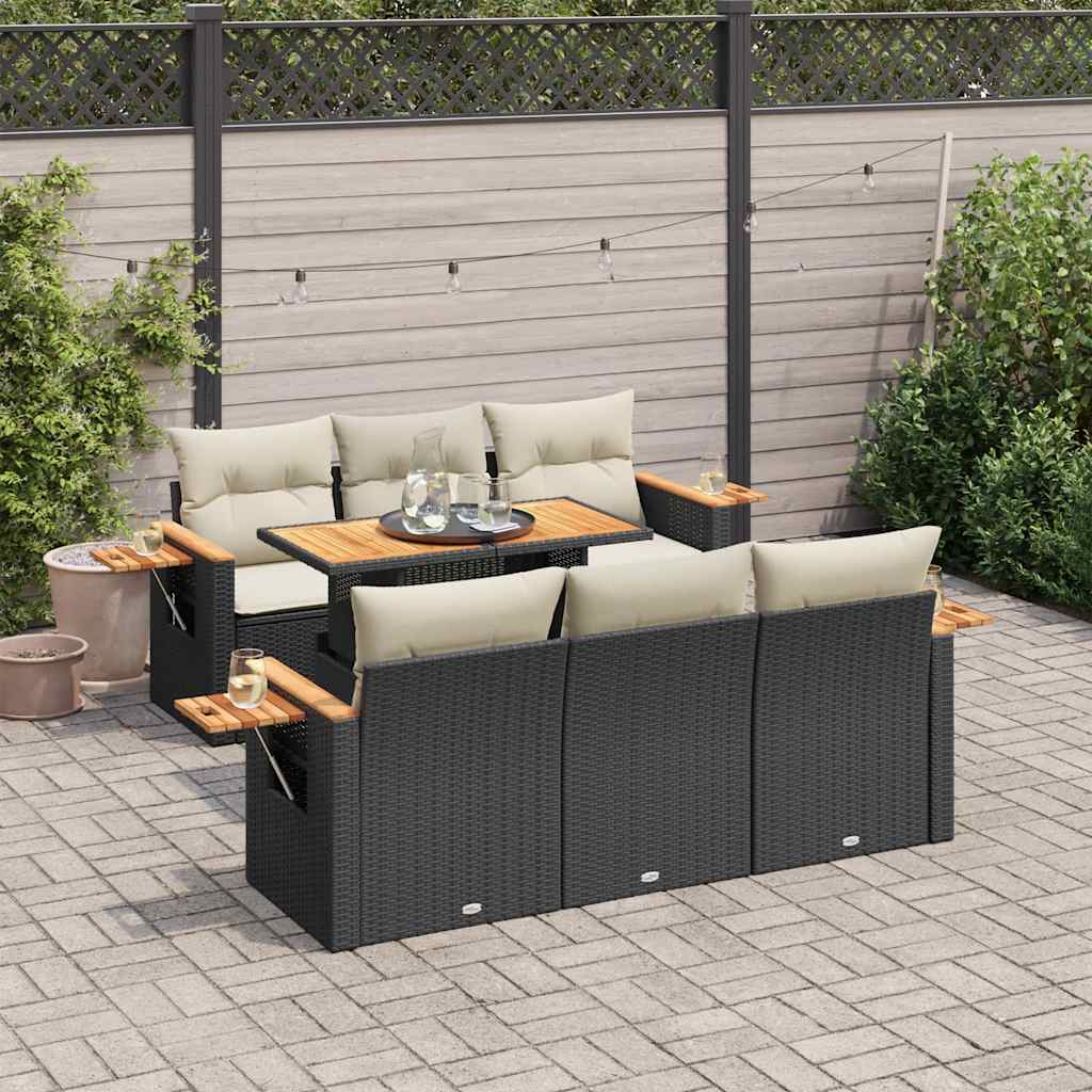 Sofasæt Til Haven 7 Dele Med Hynder Polyrattan Akacietræ - Variant 3327556