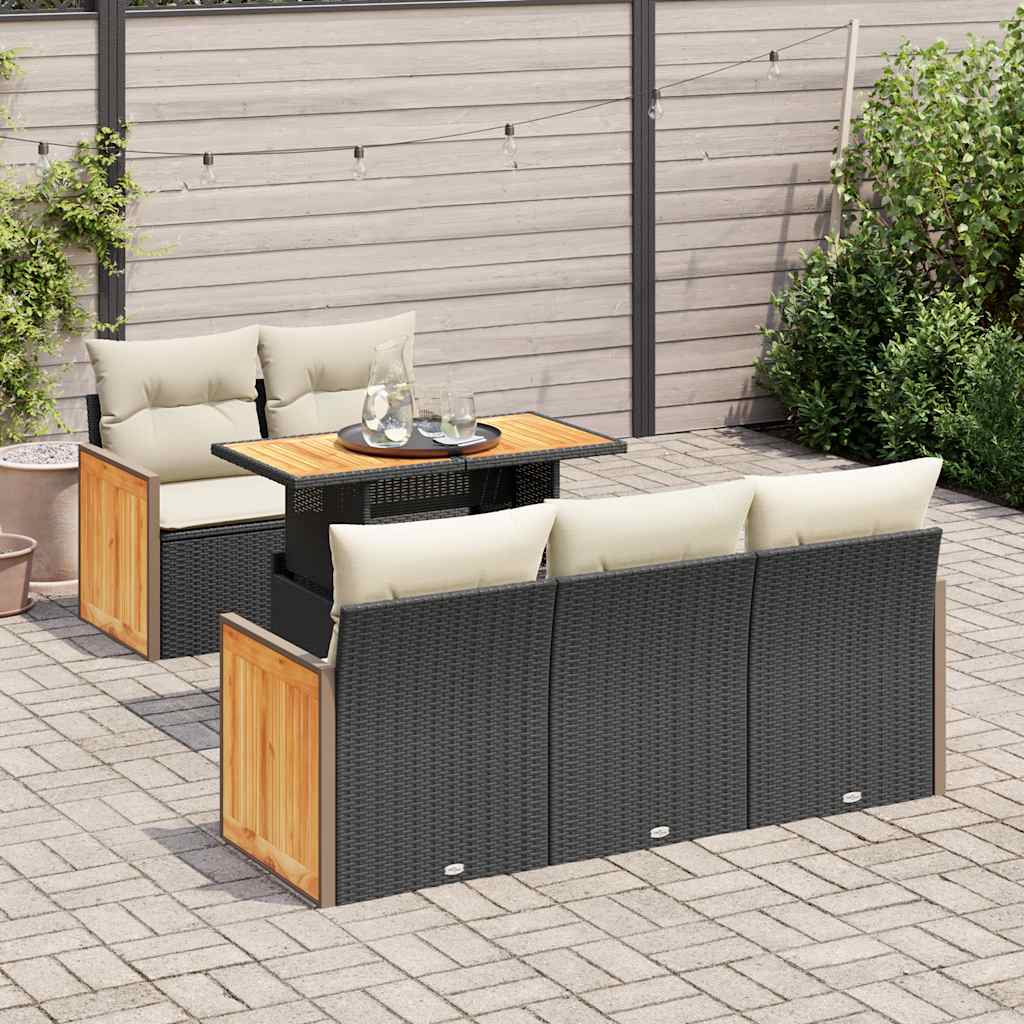 Sofasæt Til Haven 6 Dele Med Hynder Polyrattan Akacietræ - Variant 3327661