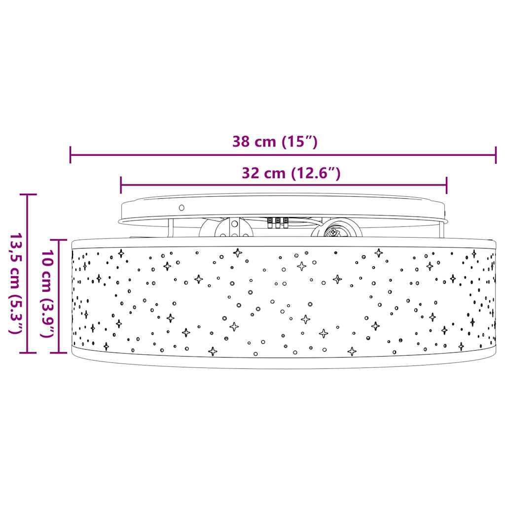Loftlampe Grå 38 X 13,5 Cm Stof - Billede 12