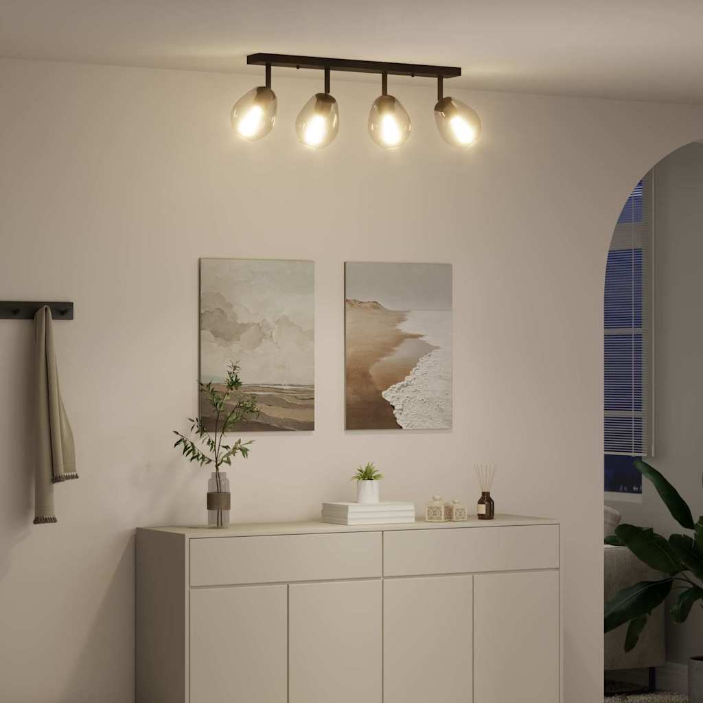 Loftsspot Sort 70 X 13 X 26 Cm Glas Og Metal - Billede 4