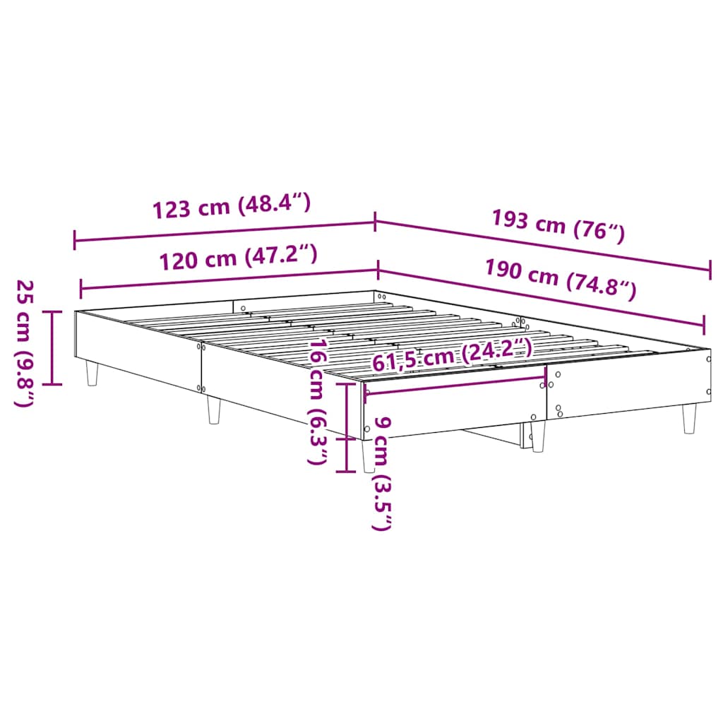 Sengestel Sort Eg 120 190 Cm Konstrueret Træ - Billede 9