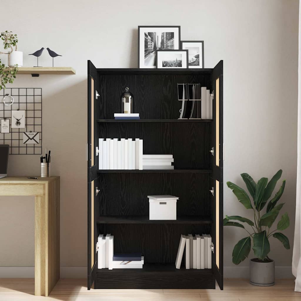 Bogskab Sort Eg 82.5 X 30.5 X 150 Cm Konstrueret Træ - Billede 4