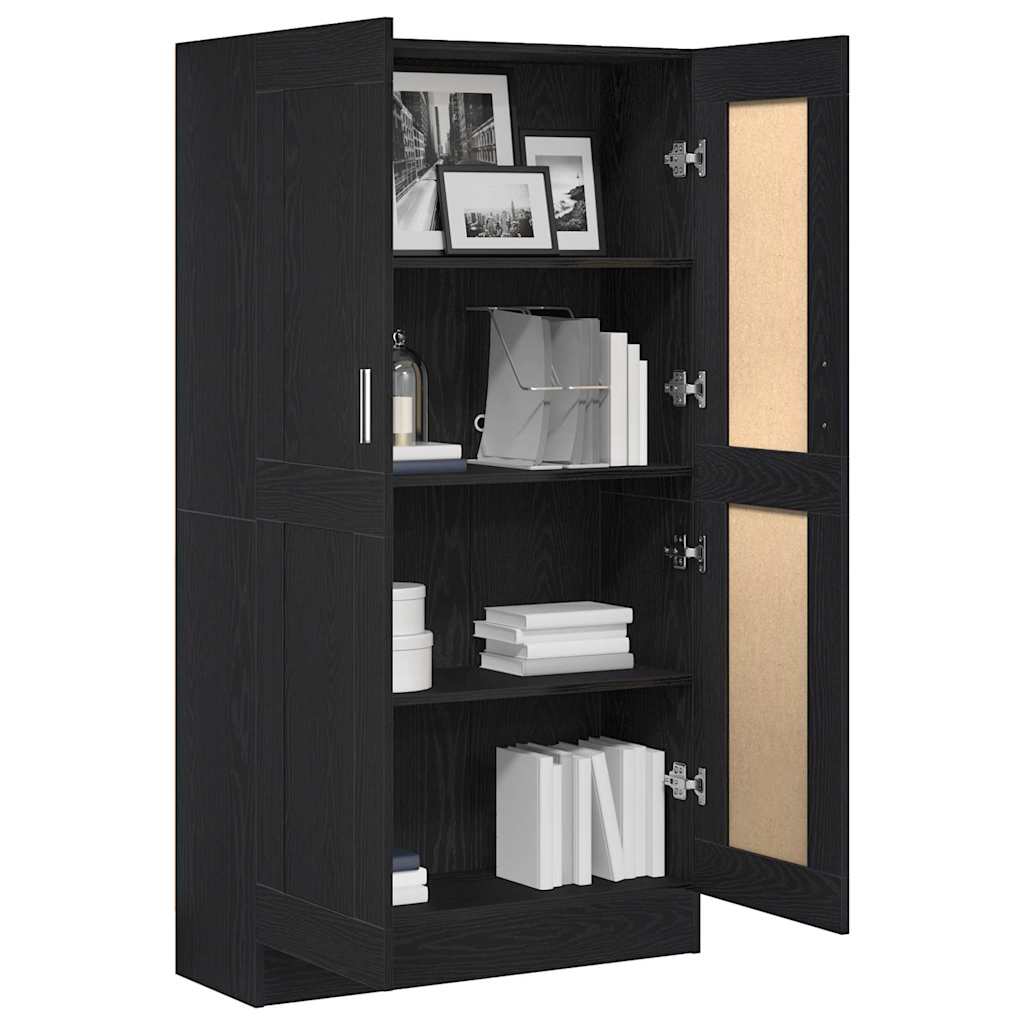 Bogskab Sort Eg 82.5 X 30.5 X 150 Cm Konstrueret Træ - Billede 3