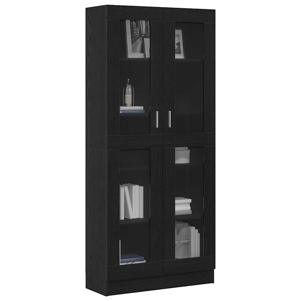 Bogskab Sort Eg 82.5 X 30.5 X 185 Cm Konstrueret Træ - Billede 3