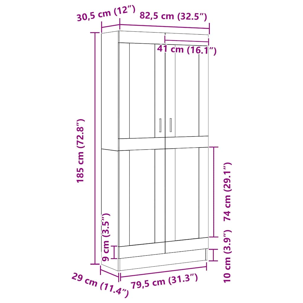 Bogskab Sort Eg 82.5 X 30.5 X 185 Cm Konstrueret Træ - Billede 11