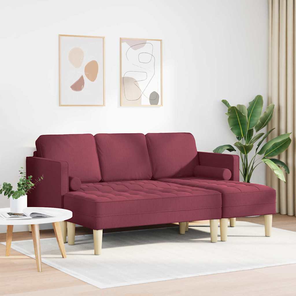 Sofa Sæt 2 Pcs Vinrød 173 X 131 X 67 Cm Stof - Billede 3