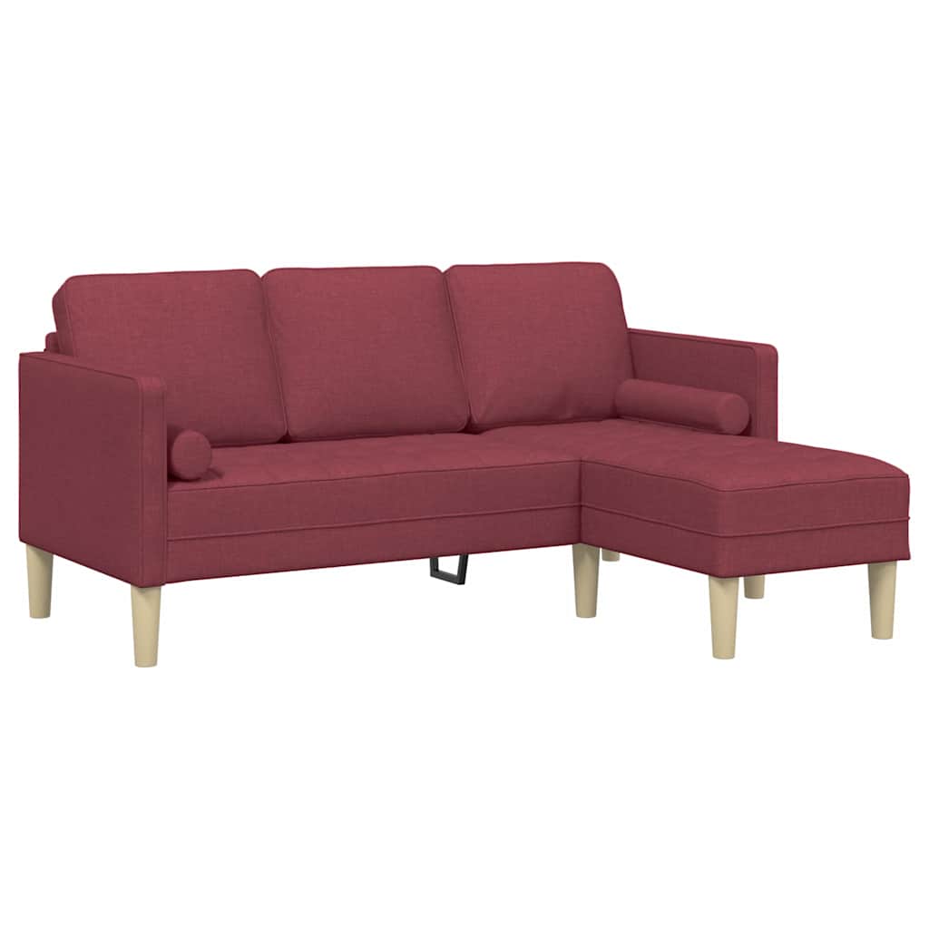 Sofa Sæt 2 Pcs Vinrød 173 X 131 X 67 Cm Stof - Billede 5