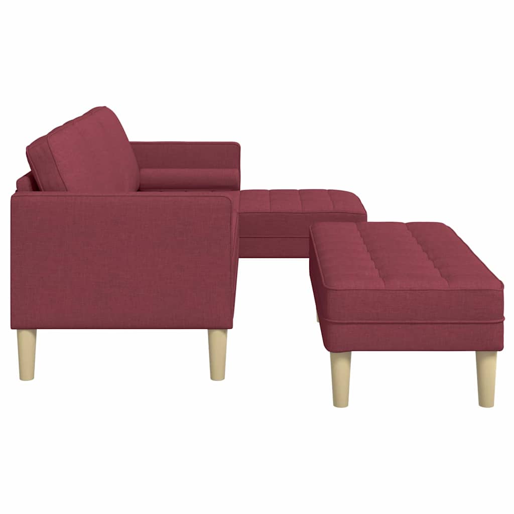 Sofa Sæt 2 Pcs Vinrød 173 X 131 X 67 Cm Stof - Billede 7