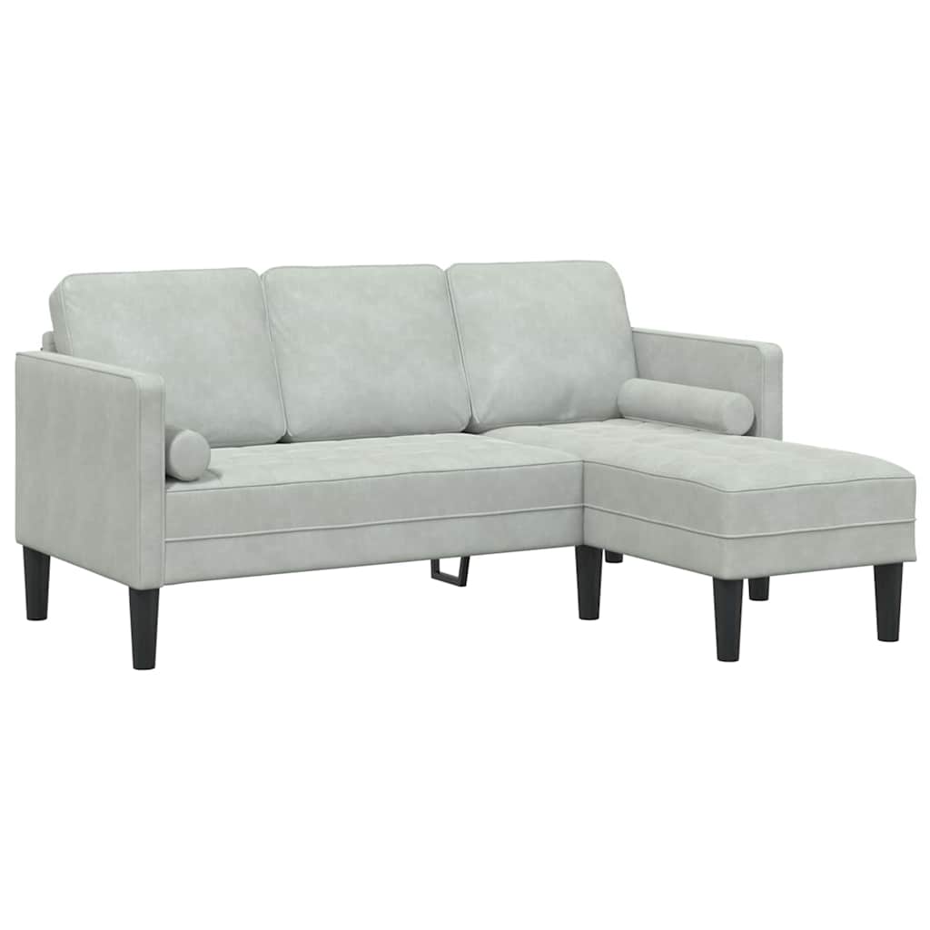 Sofa Sæt 2 Pcs Lysegrå 173 X 131 X 67 Cm Fløjl - Billede 4