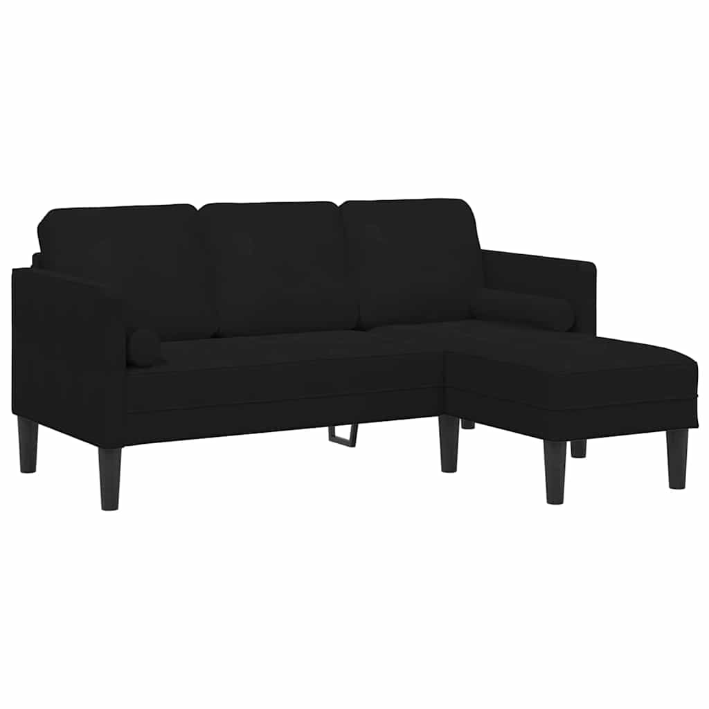 Sofa Sæt 2 Pcs Sort 173 X 131 X 67 Cm Fløjl - Billede 5