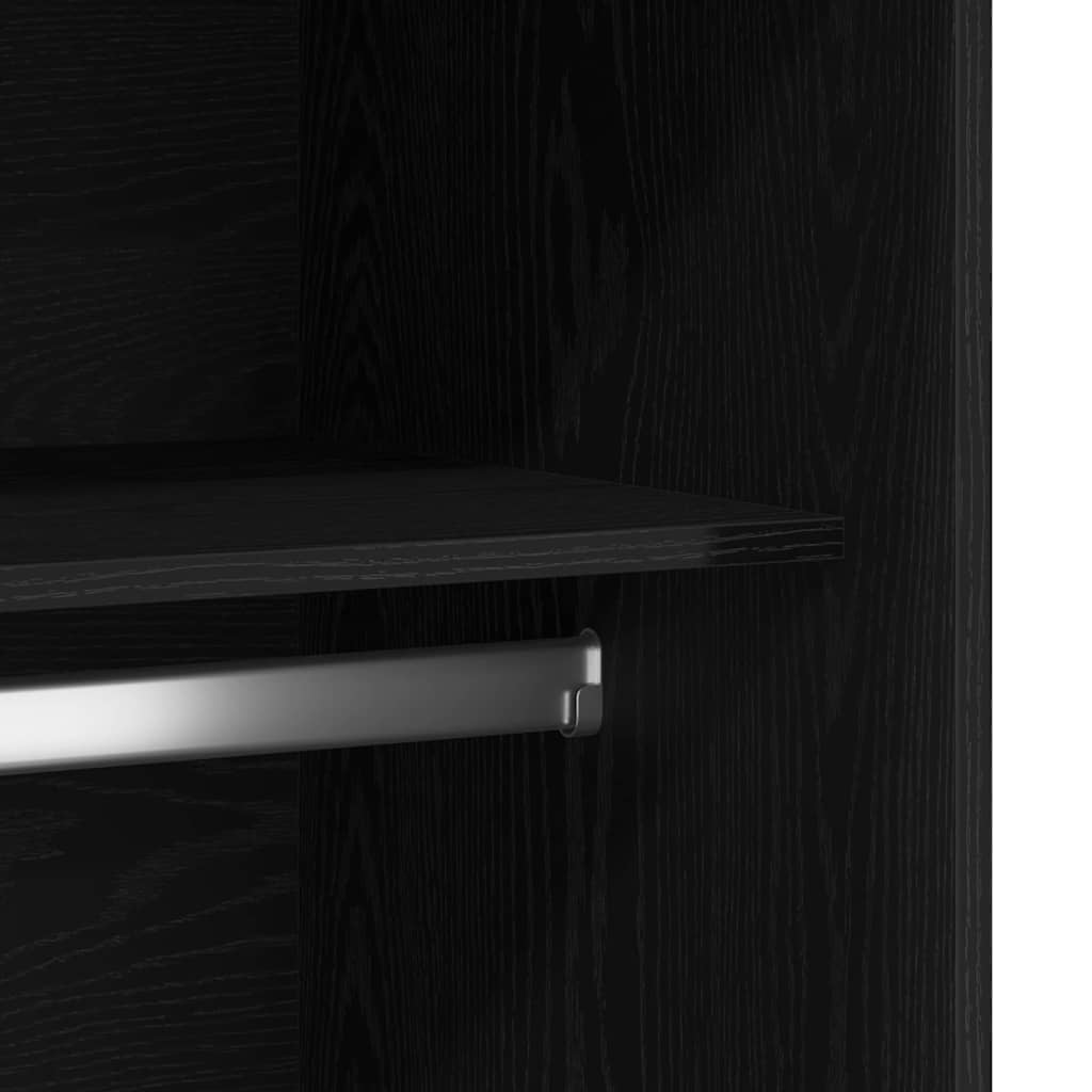 Garderobeskab Sort Eg 100 X 50 X 200 Cm Konstrueret Træ - Billede 8