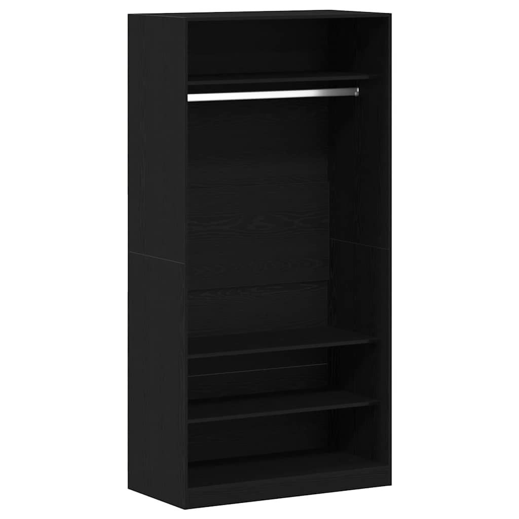 Garderobeskab Sort Eg 100 X 50 X 200 Cm Konstrueret Træ - Billede 2