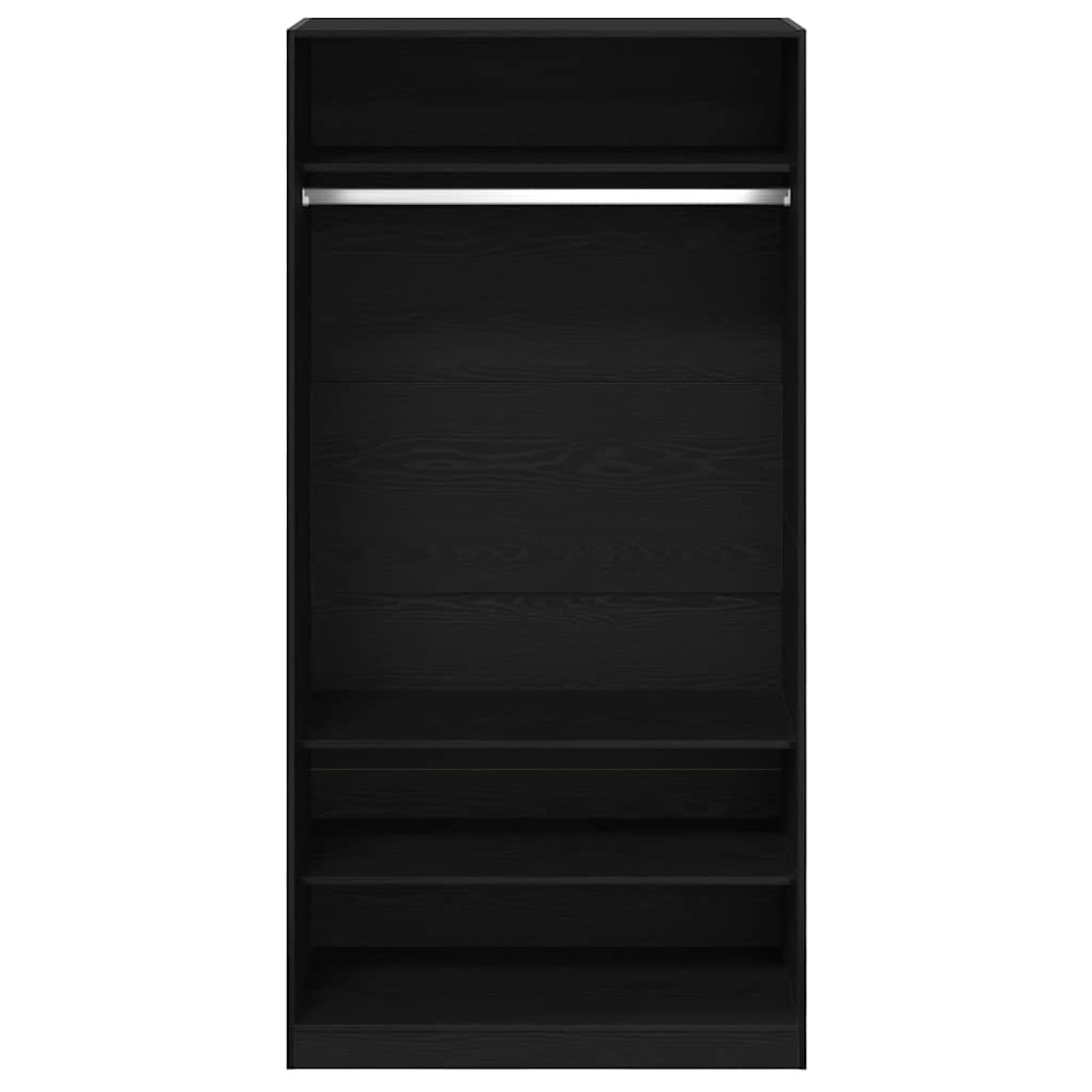 Garderobeskab Sort Eg 100 X 50 X 200 Cm Konstrueret Træ - Billede 6