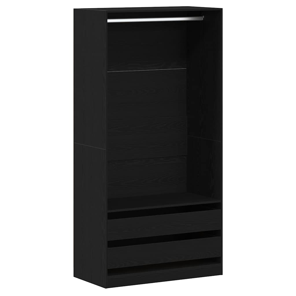 Garderobeskab Sort Eg 100 X 50 X 200 Cm Konstrueret Træ - Billede 2