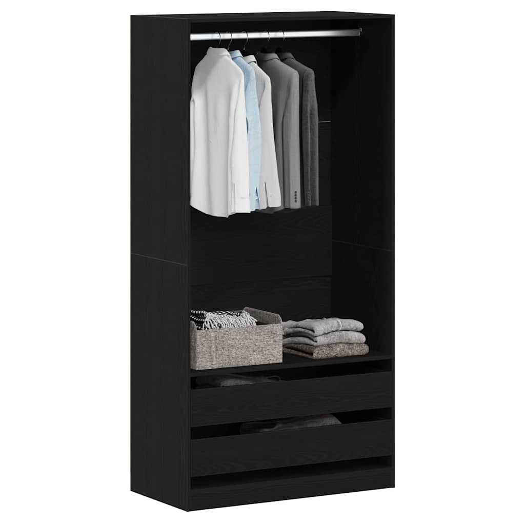 Garderobeskab Sort Eg 100 X 50 X 200 Cm Konstrueret Træ - Billede 3