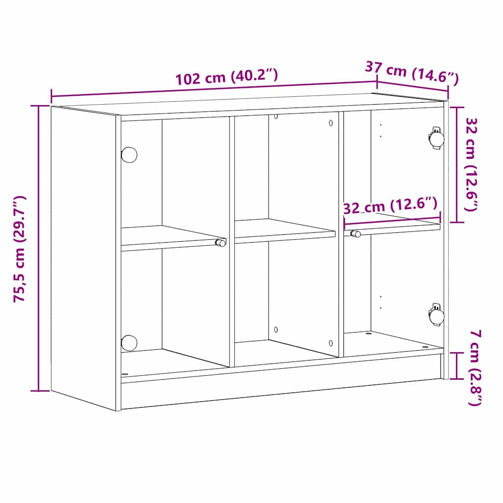 Sideboard Sort Eg 102 X 37 X 75.5 Cm Konstrueret Træ - Billede 11