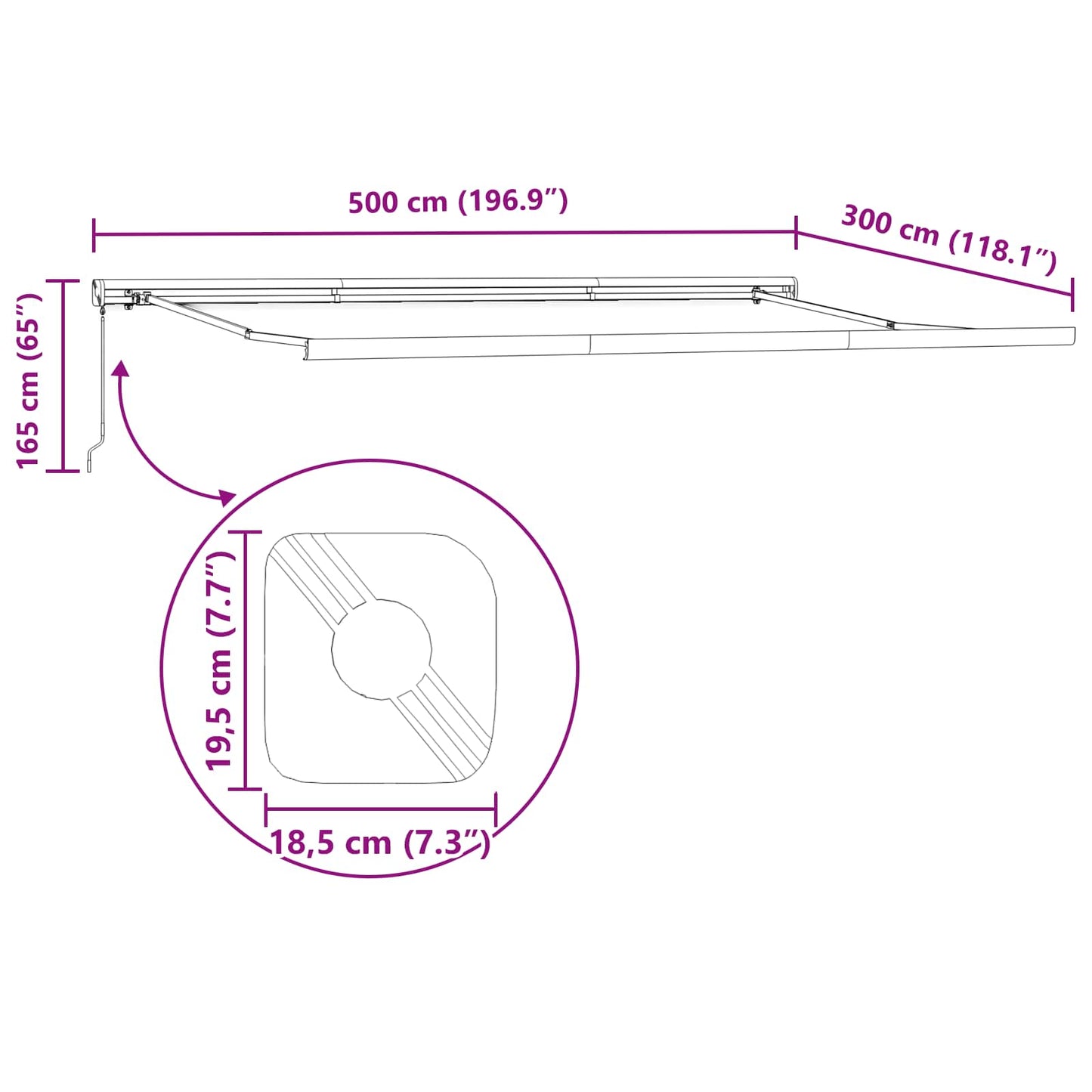 Utrækkelig Markise 500 × 300 Cm Stof Og Metal - Billede 12