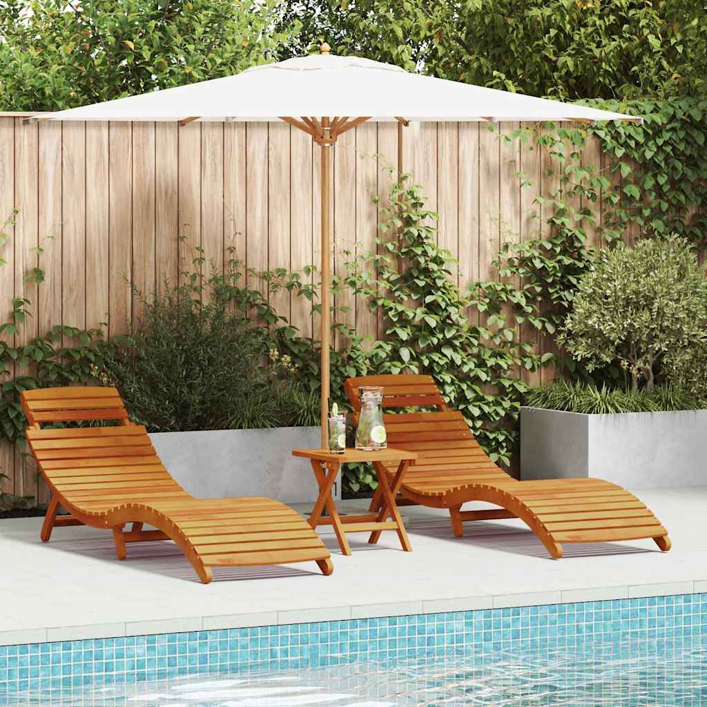Liggestol 2 Pcs Brun 55 X 184 X 64cm Massivt Akacietræ - Variant 4107093
