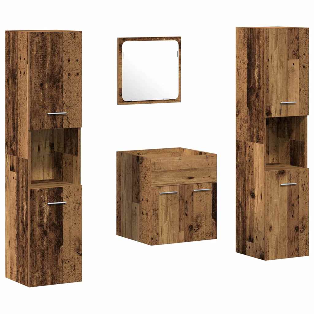Badeværelsesmøbel Sæt 4 Pcs Gammelt Træ 41 X 38.5 X 46 Cm - Billede 2