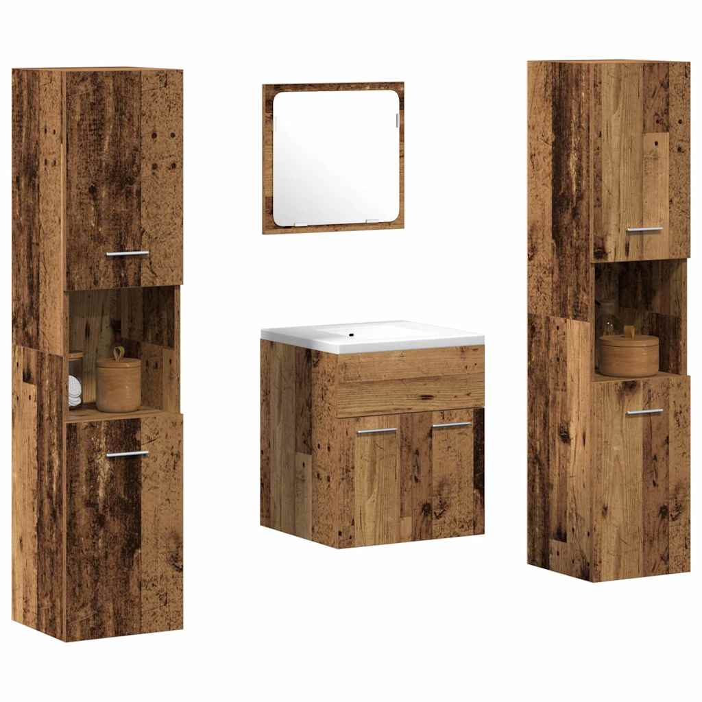 Badeværelsesmøbel Sæt 4 Pcs Gammelt Træ 41 X 38.5 X 46 Cm - Billede 3