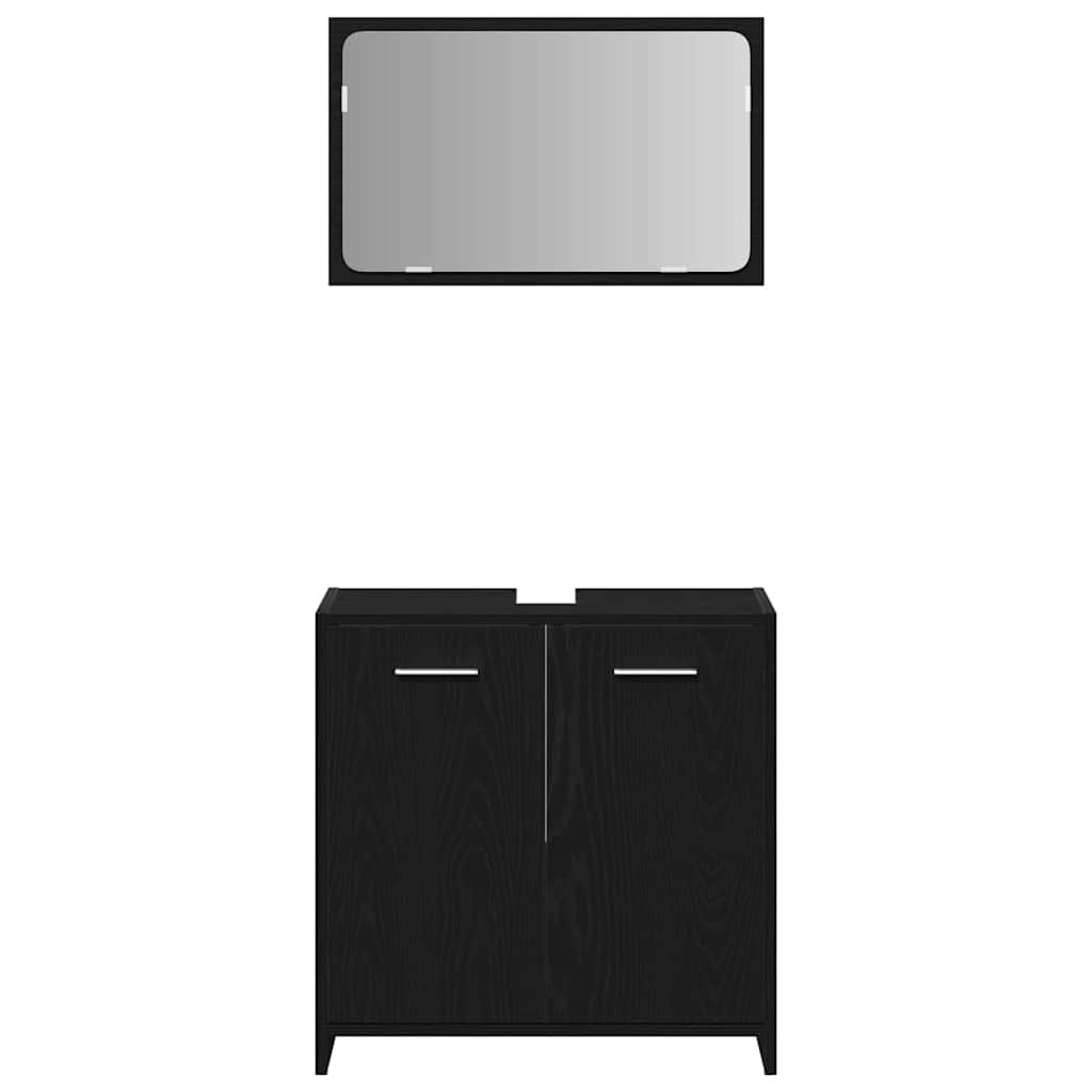 Badeværelsesmøbler Vægmonteret 3 Pcs Sort Eg 30 X 30 X 183.5 Cm - Billede 7