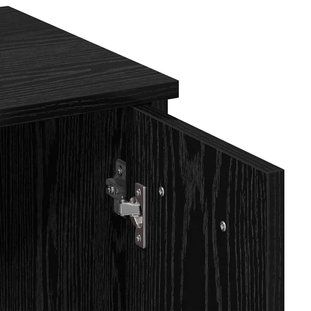 Makeupbord Sæt Sort Eg 86.5 X 35 X 136 Cm Konstrueret Træ - Billede 13