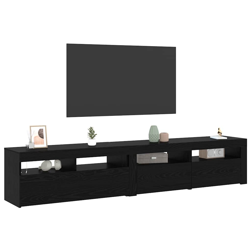 Tv-møbler 2 Pcs Sort Eg 210 X 35 X 40 Cm Konstrueret Træ - Billede 3