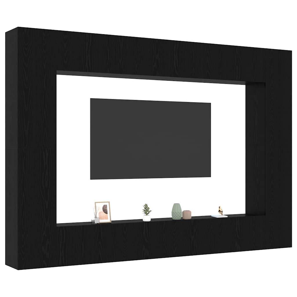 Tv-møbelsæt 8 Pcs Sort Eg 100 X 30 X 30 Cm Konstrueret Træ - Billede 3
