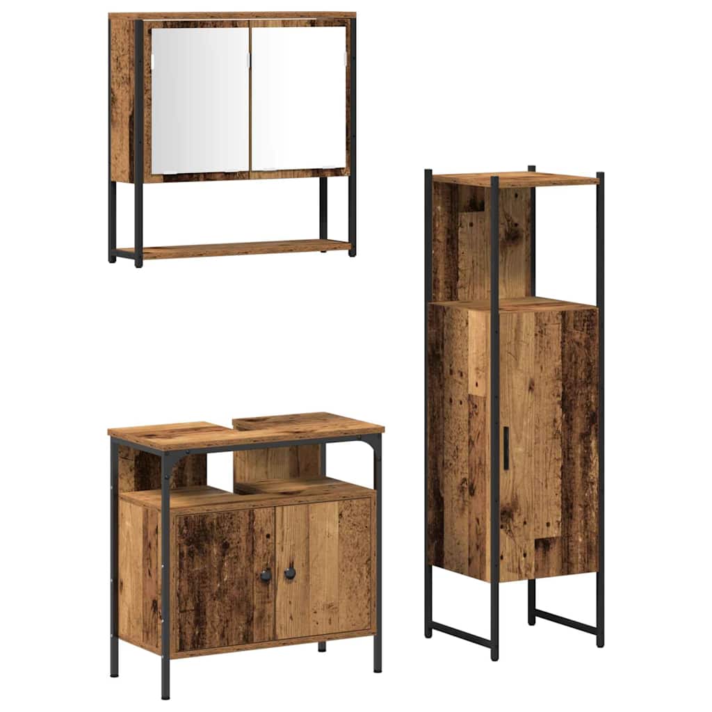 Badeværelsesmøbel Sæt Med Dør 3 Pcs Brun 33 X 33 X 120,5 Cm - Billede 2