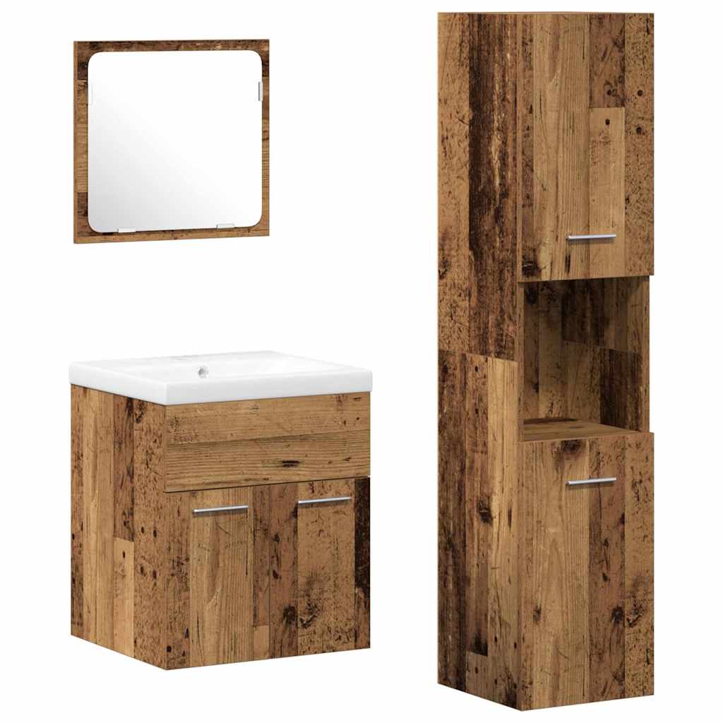 Badeværelsesmøbel Sæt 4 Pcs Gammelt Træ 41 X 38.5 X 46 Cm - Billede 2