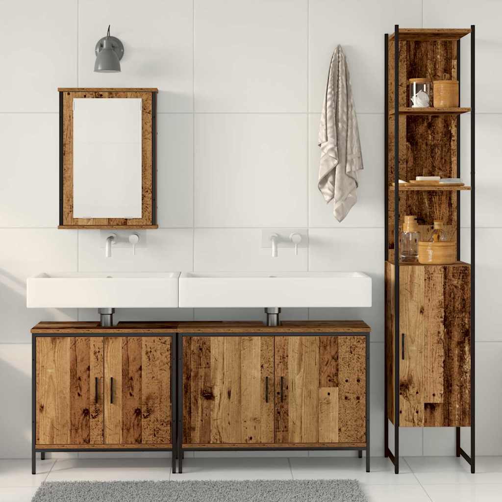 Badeværelsesmøbel Sæt Med Hylde 4 Pcs Brun 33 X 33 X 185.5 Cm - Billede 4