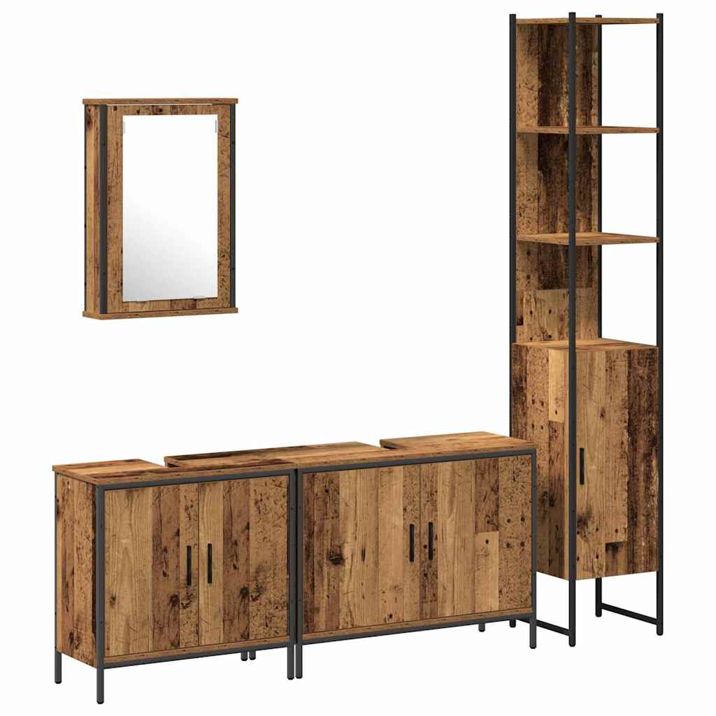 Badeværelsesmøbel Sæt Med Hylde 4 Pcs Brun 33 X 33 X 185.5 Cm - Billede 2