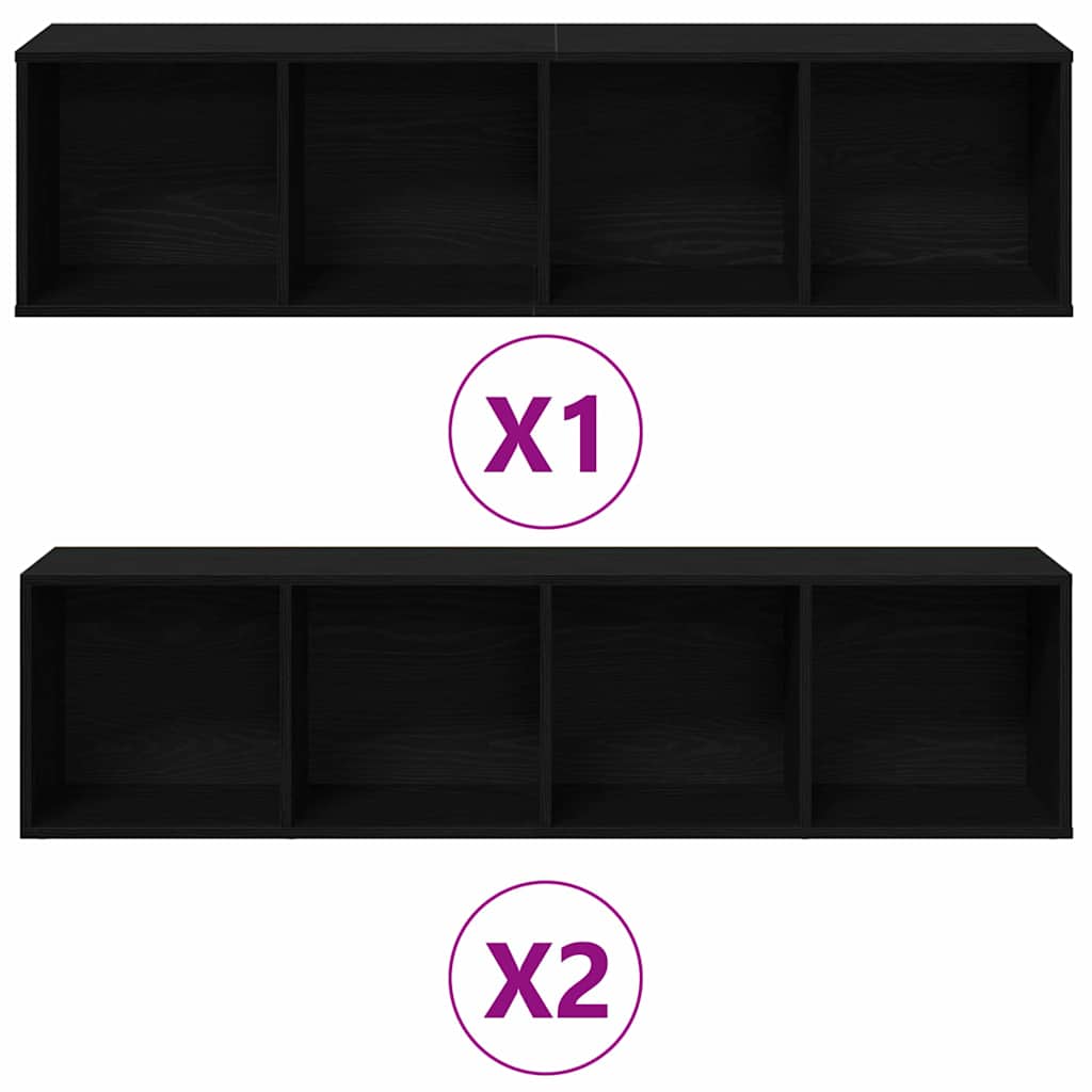Bogskab 3 Pcs Sort Eg 36 X 30 X 143 Cm Konstrueret Træ - Billede 5