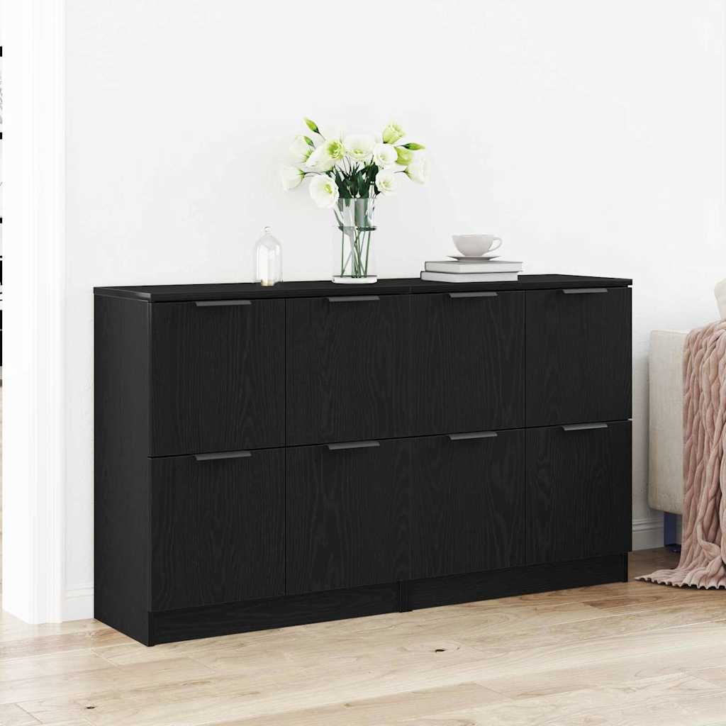 Skænk Sort Eg 180 X 30 X 70 Cm Konstrueret Træ - Hovedbillede