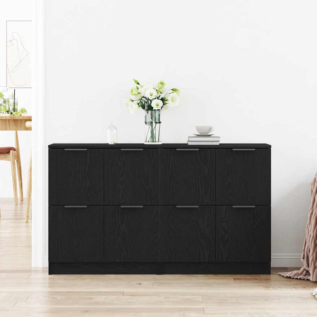 Skænk Sort Eg 180 X 30 X 70 Cm Konstrueret Træ - Billede 4