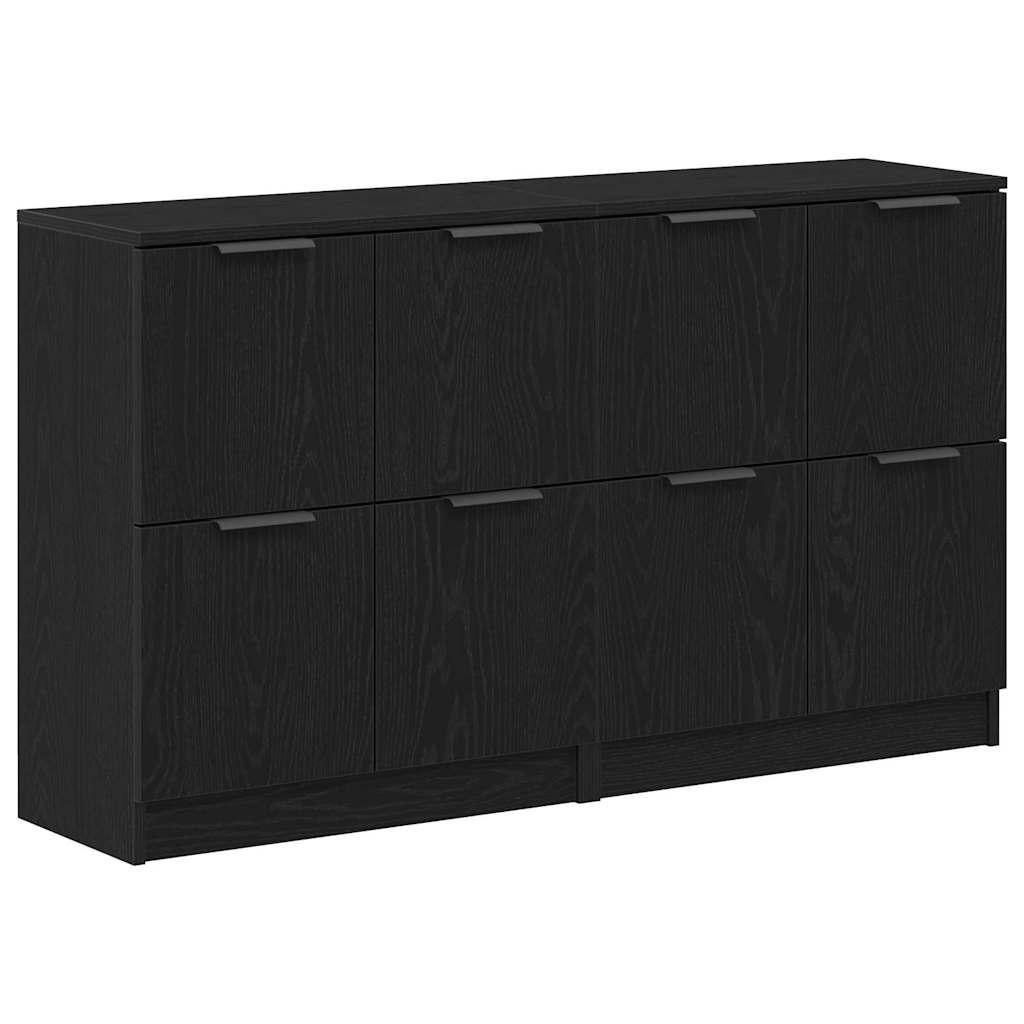 Skænk Sort Eg 180 X 30 X 70 Cm Konstrueret Træ - Billede 2