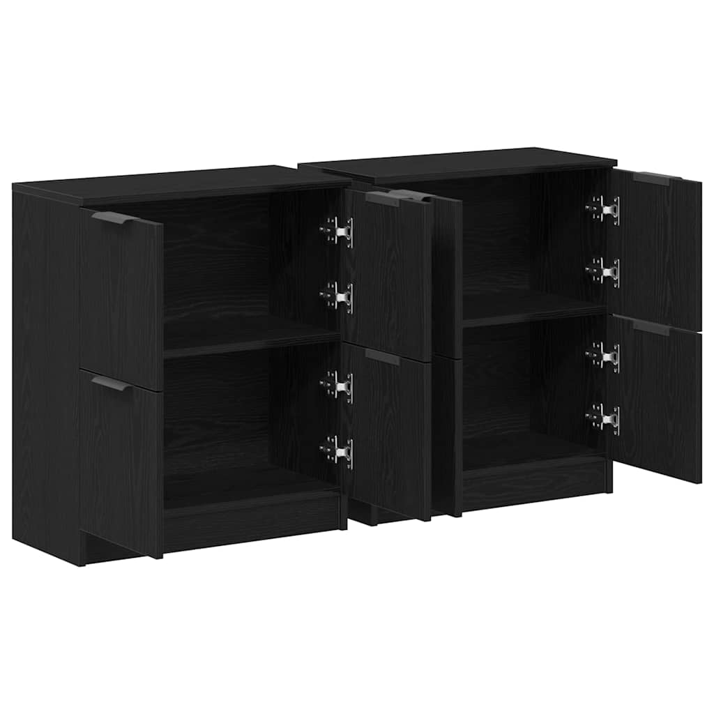 Skænk Sort Eg 180 X 30 X 70 Cm Konstrueret Træ - Billede 5