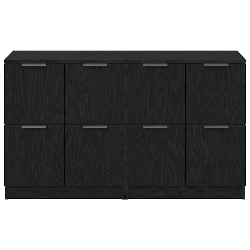 Skænk Sort Eg 180 X 30 X 70 Cm Konstrueret Træ - Billede 7